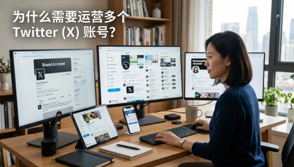 管理多个Twitter账号的品牌矩阵示意图