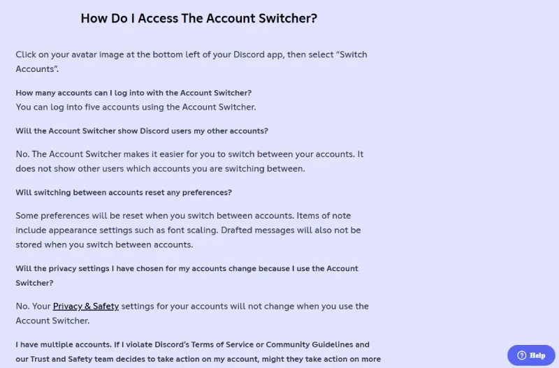 Discord官方Account Switcher FAQ，支持拥有多个Discord账号