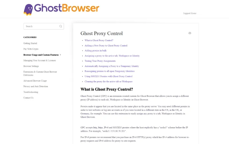 Ghost Browser Pro 代理设置页面展示