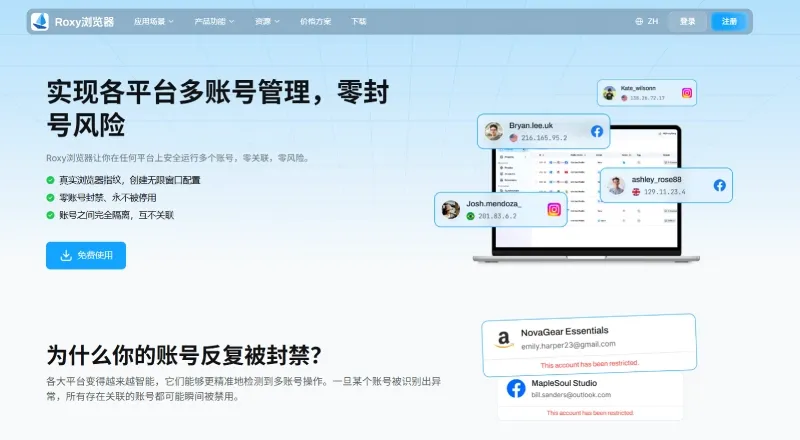 Roxy浏览器多账号管理界面