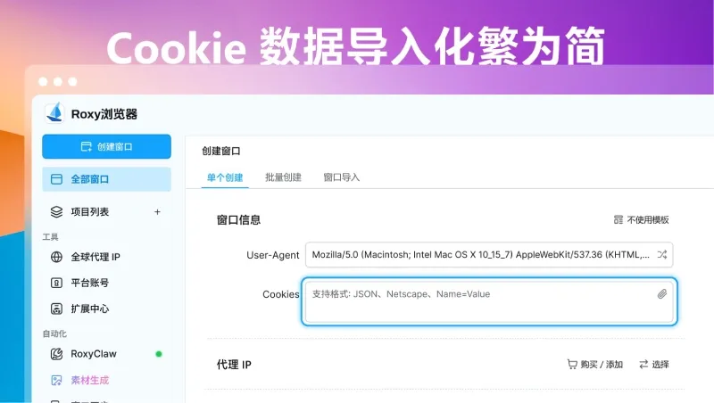 Roxy浏览器Cookie导入