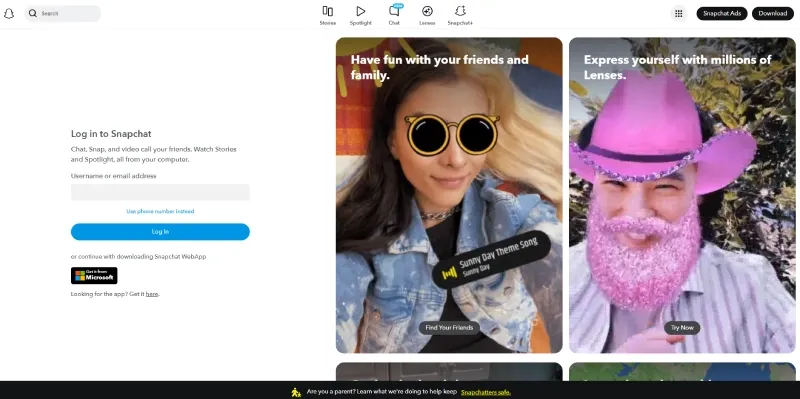 Snapchat for Web桌面端截图