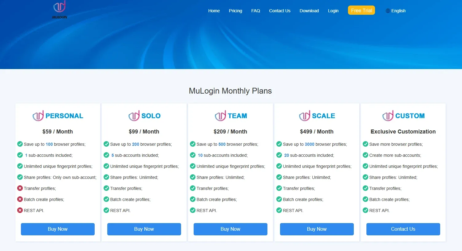 MuLogin价格页