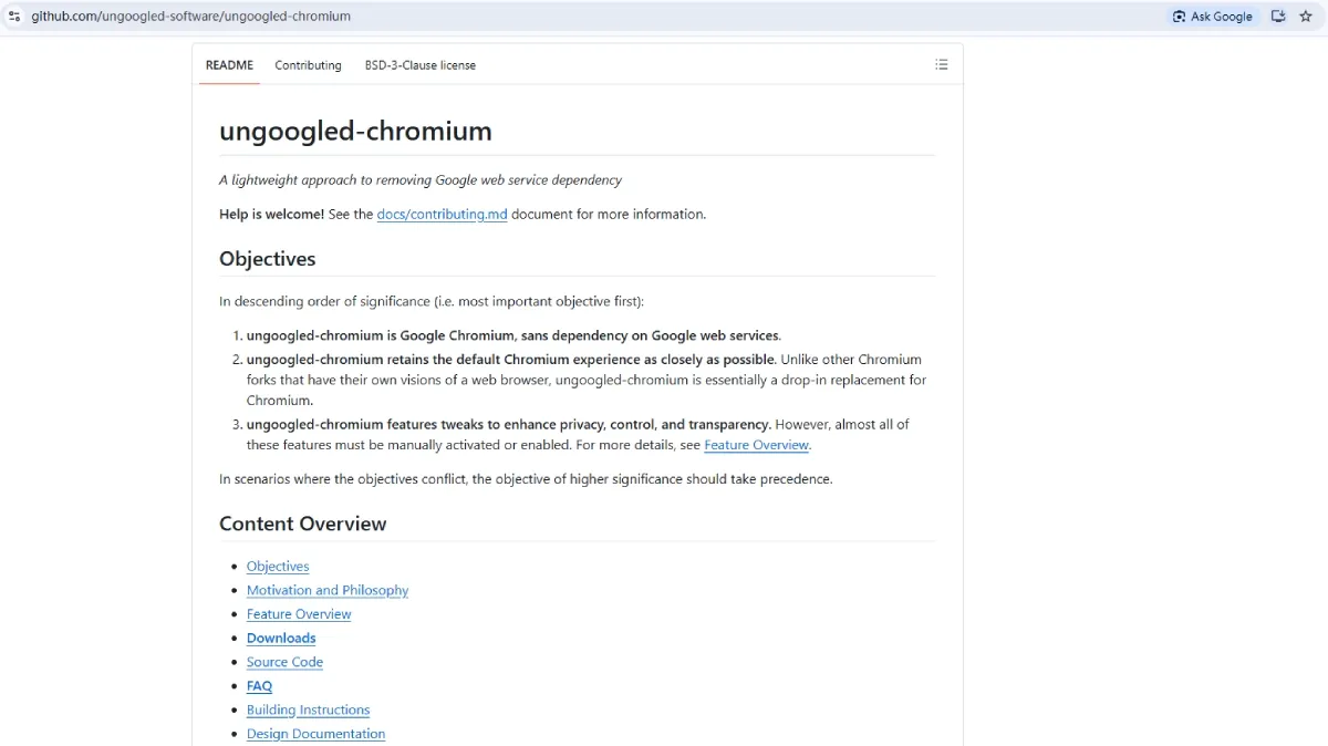Ungoogled Chromium 官方github页面